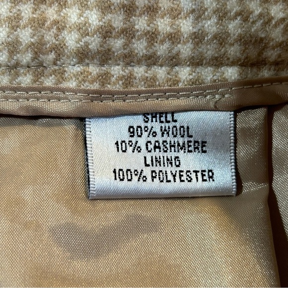 Vintage Talbots Petites Lined Houndstooth Plaid Wool & Cashmere Trousers Tan 10P - Picture 12 of 13